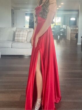 Red Satin Prom Dress